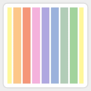 Vintage white and bright pastel rainbow stripes - vertical Sticker